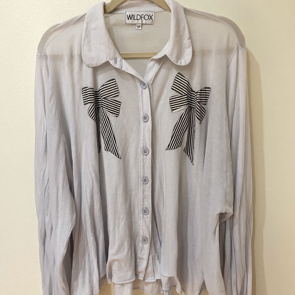 Wildfox Button Up Top with Bows Size M